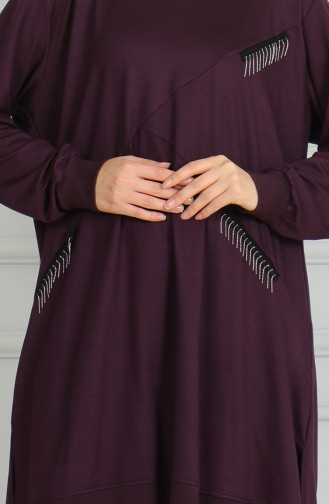 Püskül Detaylı Tunik Pantolon İkili Takım 20042-10 Mor