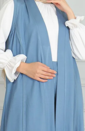 طقم ثنائي سترة بدون أكمام بنطلون 20046-01 أزرق 20046-01