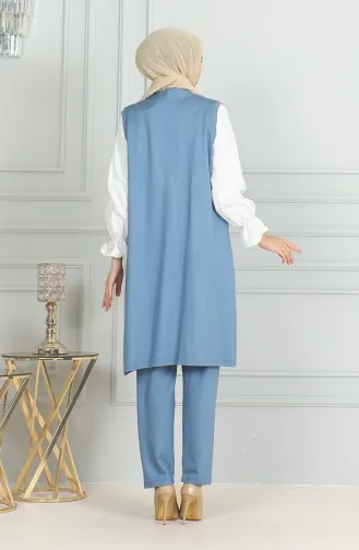 طقم ثنائي سترة بدون أكمام بنطلون 20046-01 أزرق 20046-01