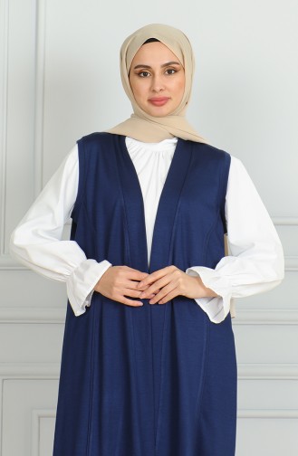 طقم ثنائي سترة بدون أكمام بنطلون 20046-02 كحلي 20046-02