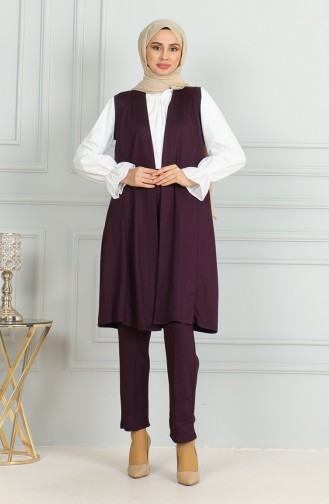 Yelek Pantolon İkili Takım 20046-03 Mor