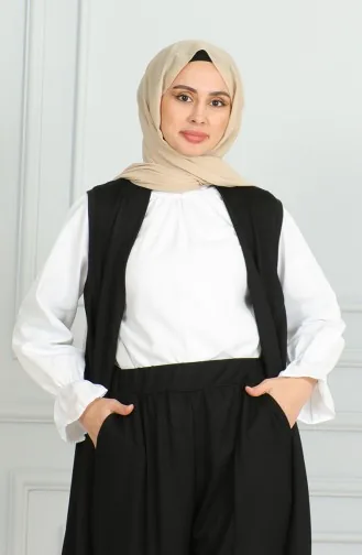 طقم ثنائي سترة بدون أكمام بنطلون 20046-04 أسود 20046-04