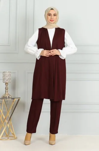 طقم ثنائي سترة بدون أكمام بنطلون 20046-05  برقوقي  20046-05