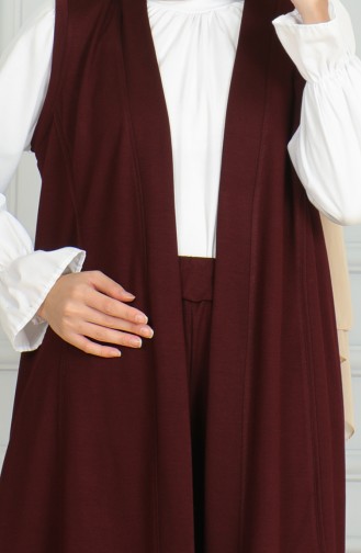 Yelek Pantolon İkili Takım 20046-05 Mürdüm