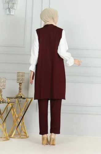 طقم ثنائي سترة بدون أكمام بنطلون 20046-05  برقوقي  20046-05