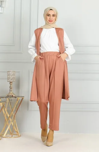 طقم ثنائي سترة بدون أكمام بنطلون 20046-06 سلموني 20046-06