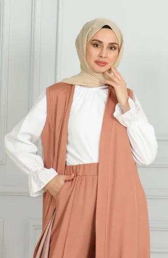 طقم ثنائي سترة بدون أكمام بنطلون 20046-06 سلموني 20046-06