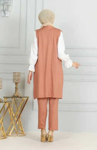 طقم ثنائي سترة بدون أكمام بنطلون 20046-06 سلموني 20046-06