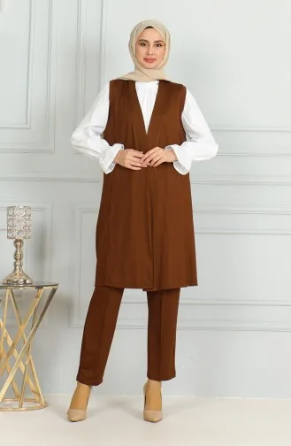 Ensemble Deux Pièces Gilet Pantalon 20046-07 Tan 20046-07