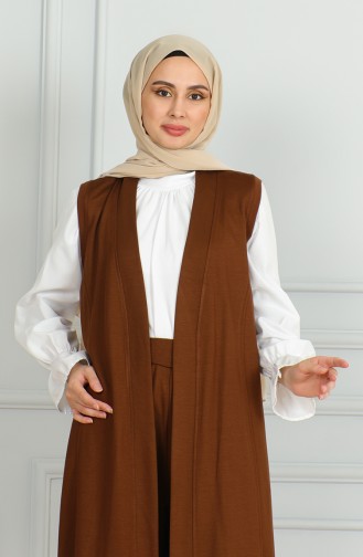 Yelek Pantolon İkili Takım 20046-07 Taba