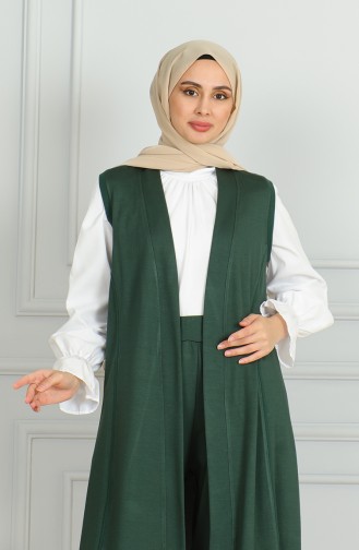 Yelek Pantolon İkili Takım 20046-08 Zümrüt Yeşili