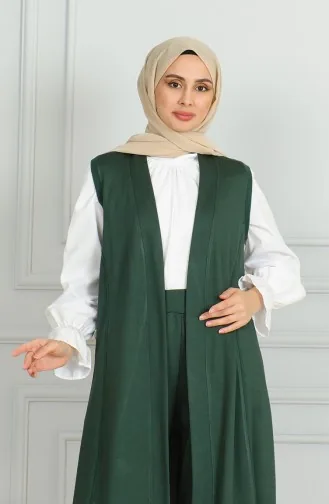 Ensemble Deux Pièces Gilet Pantalon 20046-08 Vert Emeraude 20046-08