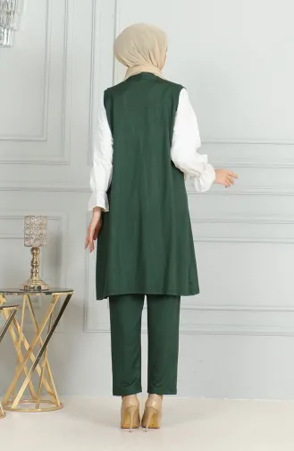 Ensemble Deux Pièces Gilet Pantalon 20046-08 Vert Emeraude 20046-08