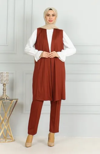 Vest Trousers Two Piece Suit 20046-10 Terracotta 20046-10