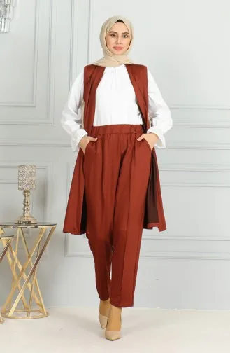 Vest Trousers Two Piece Suit 20046-10 Terracotta 20046-10