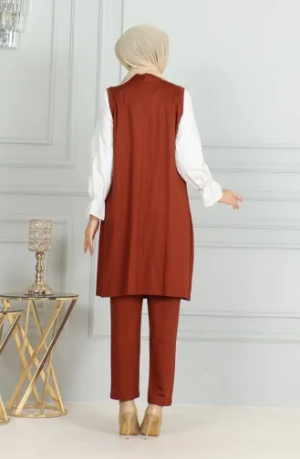 Vest Trousers Two Piece Suit 20046-10 Terracotta 20046-10