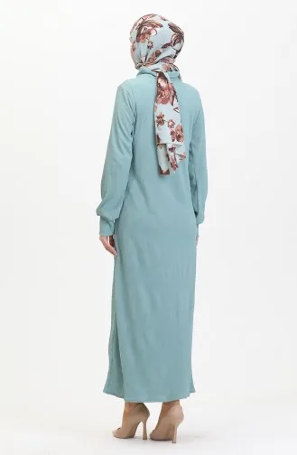 Boğazlı Düz Elbise 0196-07 Çağla Yeşil