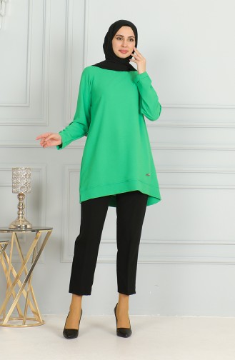 Aerobin Kumaş Yırtmaçlı Tunik 9138-02 Yeşil