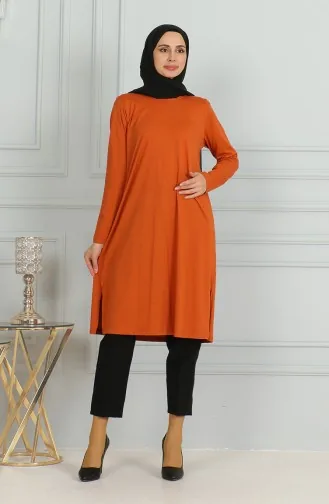 تونيك طويل بشق 9141-01 قرميدي 9141-01