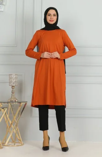 تونيك طويل بشق 9141-01 قرميدي 9141-01