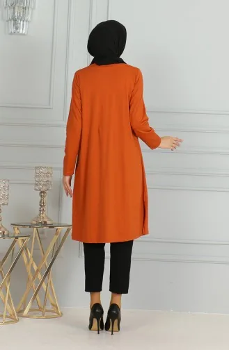 تونيك طويل بشق 9141-01 قرميدي 9141-01