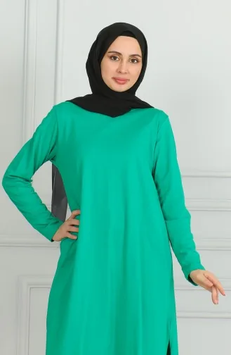 Tunique Longue Fendue 9141-03 Vert 9141-03