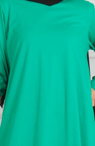 Yırtmaçlı Uzun Tunik 9141-03 Yeşil