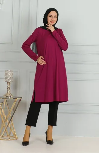 تونيك طويل بشق 9141-06 برقوقي 9141-06