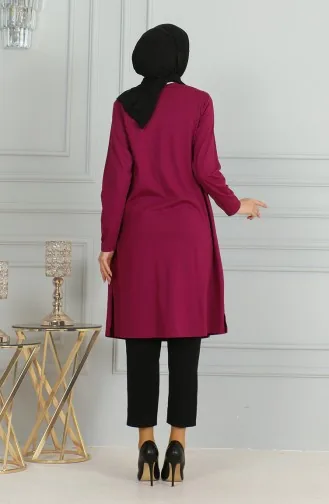 تونيك طويل بشق 9141-06 برقوقي 9141-06