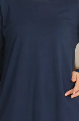 Yırtmaçlı Uzun Tunik 9141-07 Lacivert