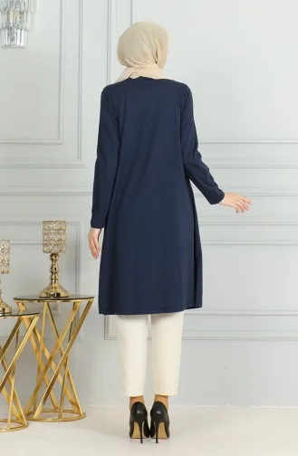 Yırtmaçlı Uzun Tunik 9141-07 Lacivert