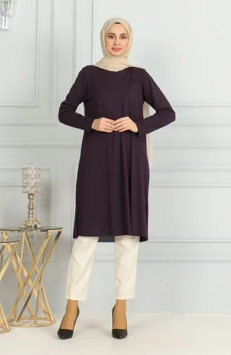 Slit Long Tunic 9141-08 Purple 9141-08