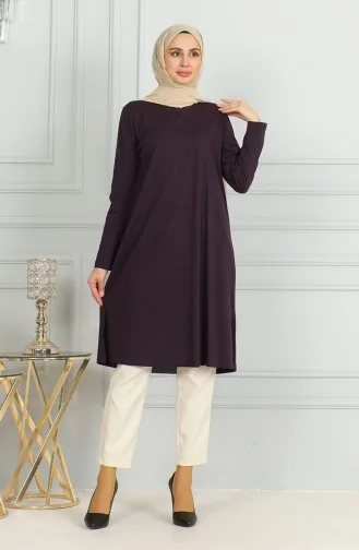 Slit Long Tunic 9141-08 Purple 9141-08