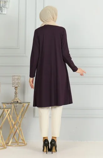 Slit Long Tunic 9141-08 Purple 9141-08