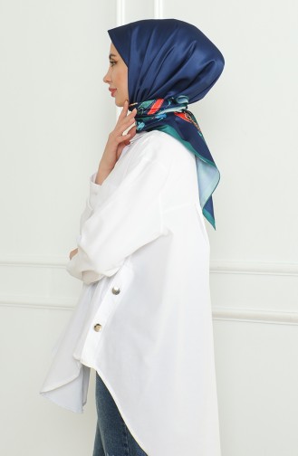 Karaca Rayon Scarf 81054-10 Navy Green 81054-10
