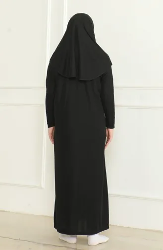 Einteiliges Praktisches Kinder-Gebetskleid Mit Kopftuch 1985-01 Schwarz 1985-01