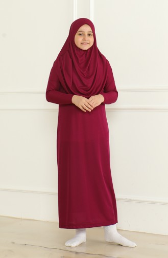 Robe De Prière Pour Enfants Pratique Une Pièce Avec Foulard 1985-05 Violet 1985-05