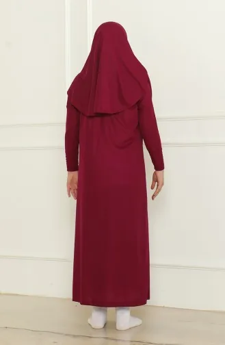Tek Parça Başörtülü Pratik Çocuk Namaz Elbisesi 1985-05 Mürdüm 1985-05
