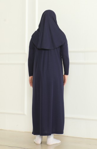 Robe De Prière Pour Enfants Pratique Une Pièce Avec Foulard 1985-07 Bleu Marine 1985-07