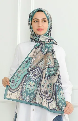 Karaca Soft Schal 81060-03 Smaragdgrün Creme 81060-03