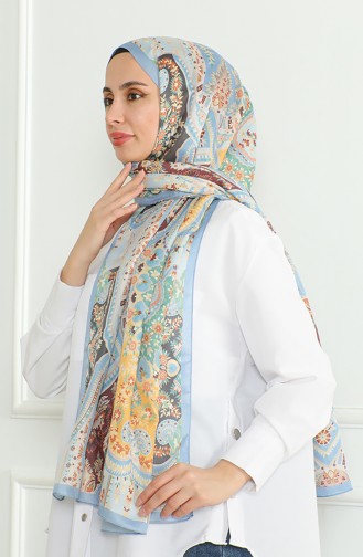 شال كاراجا سوفت 81060-11 أزرق فاتح أصفر 81060-11