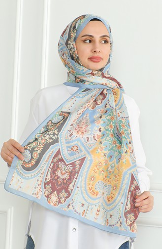شال كاراجا سوفت 81060-11 أزرق فاتح أصفر 81060-11