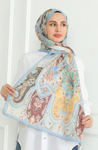 شال كاراجا سوفت 81060-11 أزرق فاتح أصفر 81060-11
