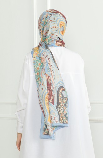 شال كاراجا سوفت 81060-11 أزرق فاتح أصفر 81060-11