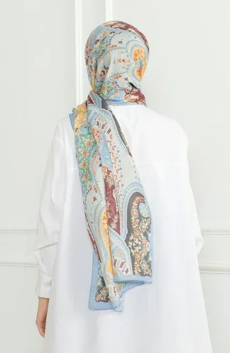 شال كاراجا سوفت 81060-11 أزرق فاتح أصفر 81060-11