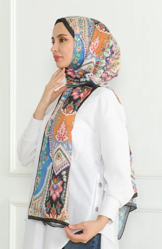 Karaca Zachte Sjaal 81060-15 Zwart Blauw Oranje 81060-15