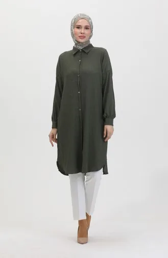 Tunique Longue Boutonnée 1046-01 Khaki 1046-01