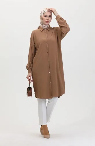 Buttoned Long Tunic 1046-02 Mink 1046-02
