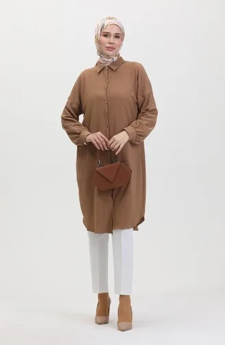 Buttoned Long Tunic 1046-02 Mink 1046-02