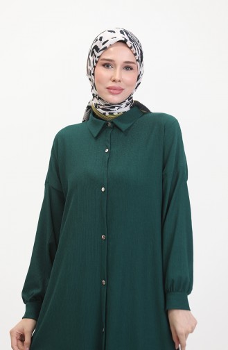 Buttoned Long Tunic 1046-03 Emerald Green 1046-03